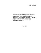 book Average Neutron Total Cross Sections in the Unresolved Energy Range From ORELA High Resolutio Transmission Measurements