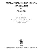 book Analytical and canonical formalism in physics