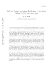 book Hadronic forward scattering : predictions for the large hadron collider and cosmic rays