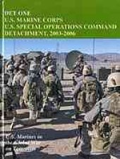 book Det One : U.S. Marine Corps U.S. Special Operations Command Detachment, 2003-2006