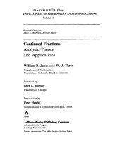 book Continued fractions : analytic theory and applications