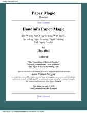 book Houdini's paper magic