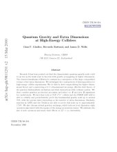 book Quantum Gravity and Extra Dimensions at High-Energy Colliders