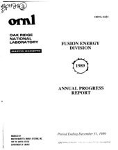 book Fusion Energy Division annual progress report : period ending December 31, 1989