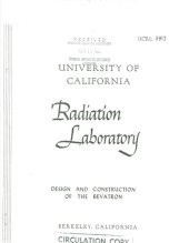 book Design and Construction of the Bevatron