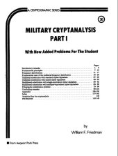 book Military cryptanalysis. Part I