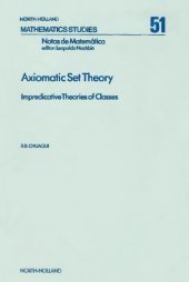 book Axiomatic Set Theory: Theory Impredicative Theories of Classes