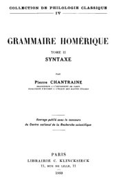 book Grammaire homérique. Syntaxe