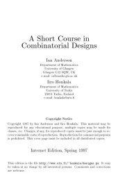 book A Short Course in Combinatorial Designs