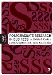 book Postgraduate research in business : a critical guide