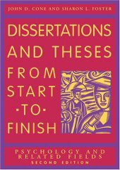 book Dissertations And Theses from Start to Finish: Psychology And Related Fields