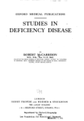 book Studies in Deficiency Disease