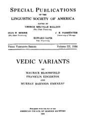 book Vedic Variants. Noun and Pronoun Inflection