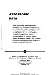 book Azeotropic Data: Tables of Azeotropes and Nonazeotropes