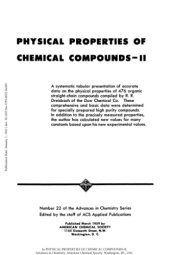 book Physical properties of chemical compounds. / 2, A systematic tabular presentation of accurate data on the physical properties of 476 organic straight-chain compounds