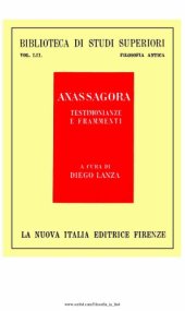 book Anassagora. Testimonianze e frammenti