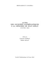 book Actes des journées mathématiques à la mémoire de Jean Leray