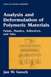 book Analysis and Deformulation of Polymeric Materials: Paints, Plastics, Adhesives, and Inks