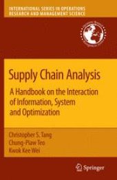 book Supply Chain Analysis: A Handbook on the Interaction of Information, System and Optimization