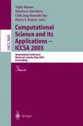 book Computational Science and Its Applications — ICCSA 2003: International Conference Montreal, Canada, May 18–21, 2003 Proceedings, Part III