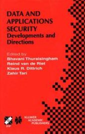 book Data and Application Security: Developments and Directions