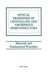 book Optical Properties of Crystalline and Amorphous Semiconductors: Materials and Fundamental Principles