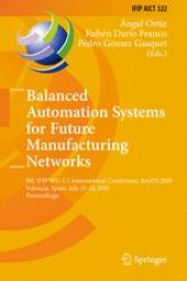 book Balanced Automation Systems for Future Manufacturing Networks: 9th IFIP WG 5.5 International Conference, BASYS 2010, Valencia, Spain, July 21-23, 2010. Proceedings