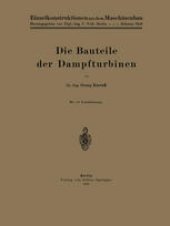 book Die Bauteile der Dampfturbinen