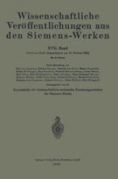 book Wissenschaftliche Veröffentlichungen aus den Siemens-Werken: XVII. Band. Viertes Heft