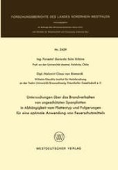 book Untersuchungen über das Brandverhalten von ungeschützten Spanplatten in Abhängigkeit vom Plattentyp und Folgerungen für eine optimale Anwendung von Feuerschutzmitteln