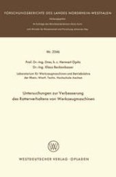 book Untersuchungen zur Verbesserung des Ratterverhaltens von Werkzeugmaschinen