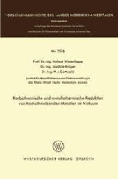 book Karbothermische und metallothermische Reduktion von hochschmelzenden Metallen im Vakuum