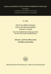 book Schneid- und Schweißversuche mit Elektronenstrahlen