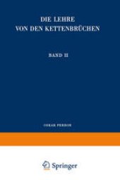 book Die Lehre von den Kettenbrüchen: Band II: Analytisch-funktionentheoretische Kettenbrüche