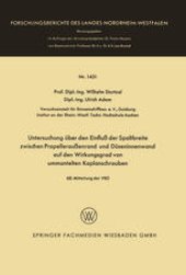 book Untersuchung über den Einfluß der Spaltbreite zwischen Propelleraußenrand und Düseninnenwand auf den Wirkungsgrad von ummantelten Kaplanschrauben