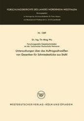 book Untersuchungen über das Auftragsschweißen von Gesenken für Schmiedestücke aus Stahl