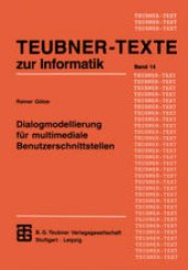 book Dialogmodellierung für multimediale Benutzerschnittstellen