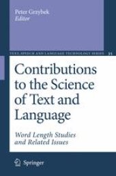 book Contributions to the Science of Text and Language: Word Length Studies and Related Issues