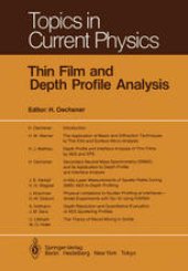 book Thin Film and Depth Profile Analysis