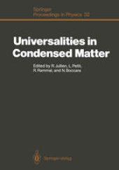 book Universalities in Condensed Matter: Proceedings of the Workshop, Les Houches, France, March 15–25,1988