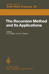 book The Recursion Method and Its Applications: Proceedings of the Conference, Imperial College, London, England September 13–14, 1984