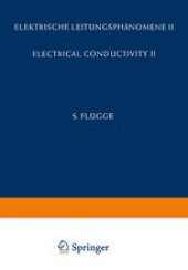 book Electrical Conductivity II / Elektrische Leitungsphänomene II