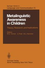 book Metalinguistic Awareness in Children: Theory, Research, and Implications