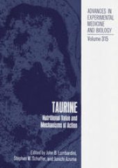 book Taurine: Nutritional Value and Mechanisms of Action