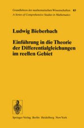 book Einführung in die Theorie der Differentialgleichungen im Reellen Gebiet