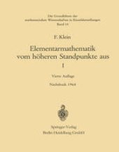 book Elementarmathematik vom Höheren Standpunkte aus: Arithmetik · Algebra · Analysis