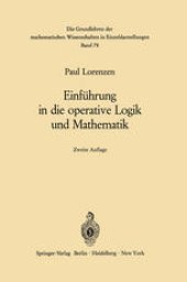 book Einführung in die operative Logik und Mathematik