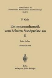 book Elementarmathematik vom Höheren Standpunkte Aus: Dritter Band Präzisions- und Approximationsmathematik