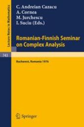 book Romanian-Finnish Seminar on Complex Analysis: Proceedings, Bucharest, Romania, June 27–July 2, 1976