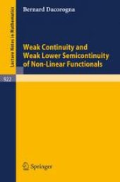 book Weak Continuity and Weak Lower Semicontinuity of Non-Linear Functionals